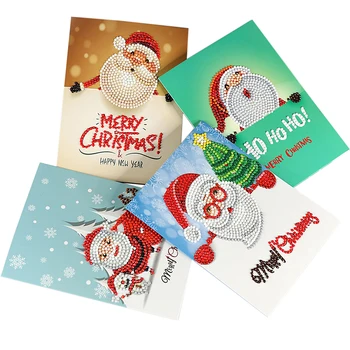 

8pcs/set creative DIY diamond painting greeting card Christmas festive greeting card Foreign trade greeting card Christmas card