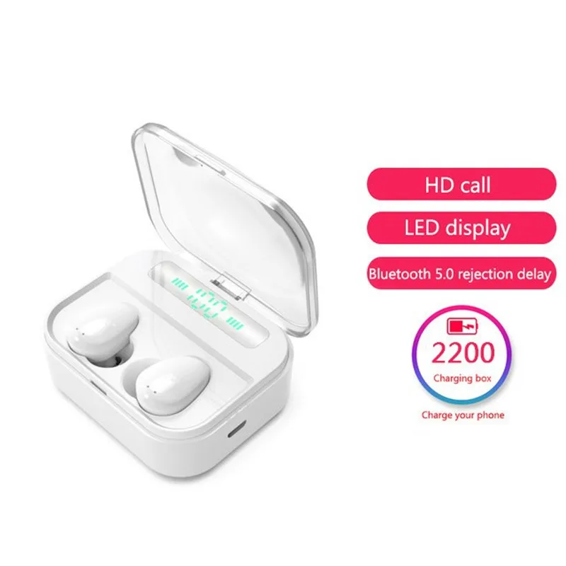 AMTERBEST X7 TWS, сенсорное управление, настоящие беспроводные наушники, Bluetooth 5,0, водонепроницаемые наушники, гарнитура с зарядным устройством 2200 мАч - Цвет: Белый