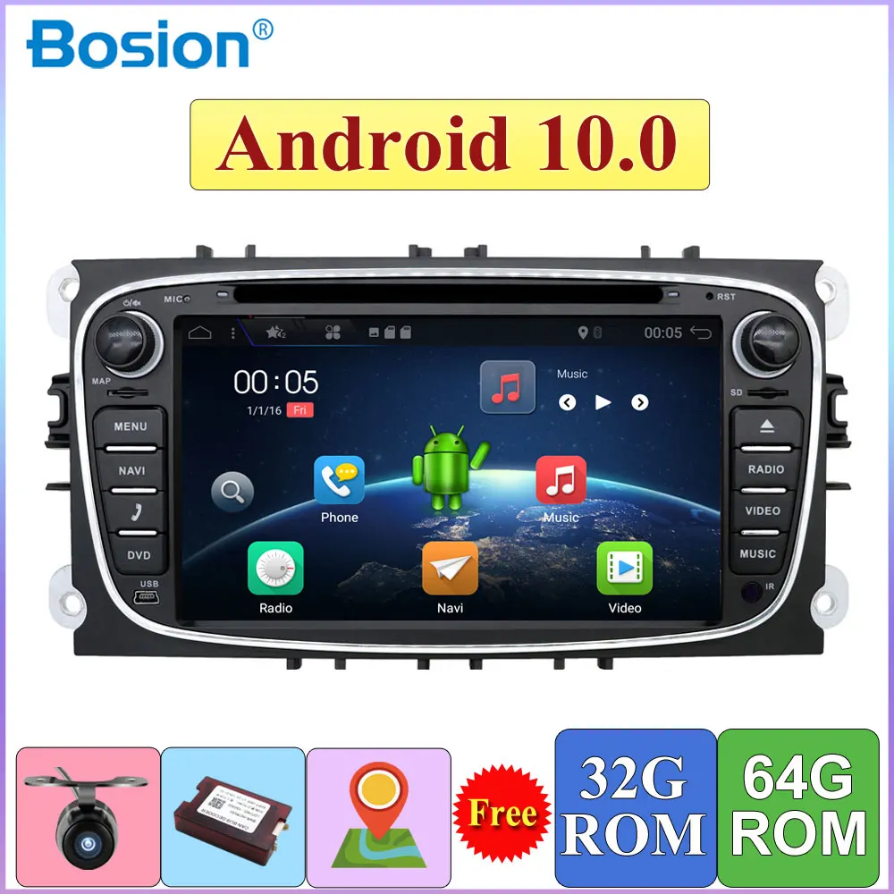 DSP 2 Din Android 10 автомобильный DVD мультимедийный плеер GPS Navi для Ford Focus Mondeo Galaxy S Max Wifi