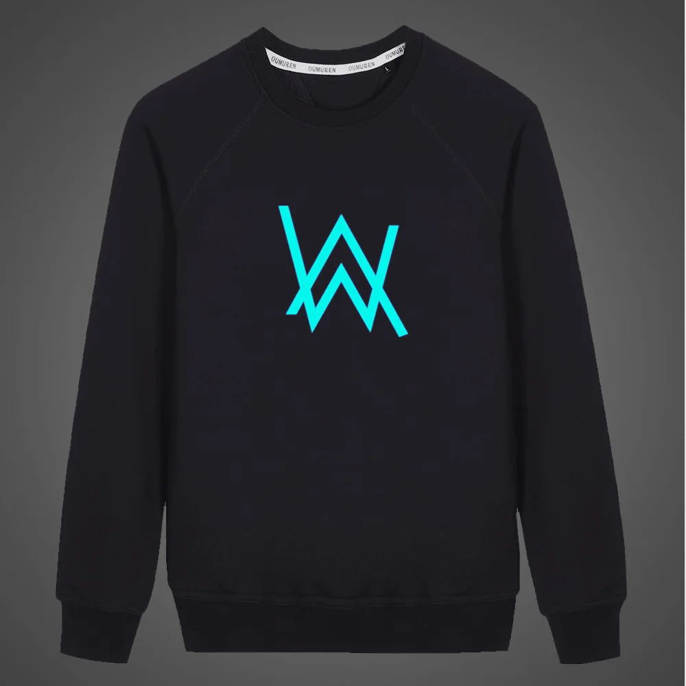 Флуоресцентная светящаяся Толстовка Alan Walker Music DJ для мальчиков и девочек; коллекция года; мужское осеннее пальто; толстовка унисекс; Детская Повседневная Толстовка с круглым вырезом