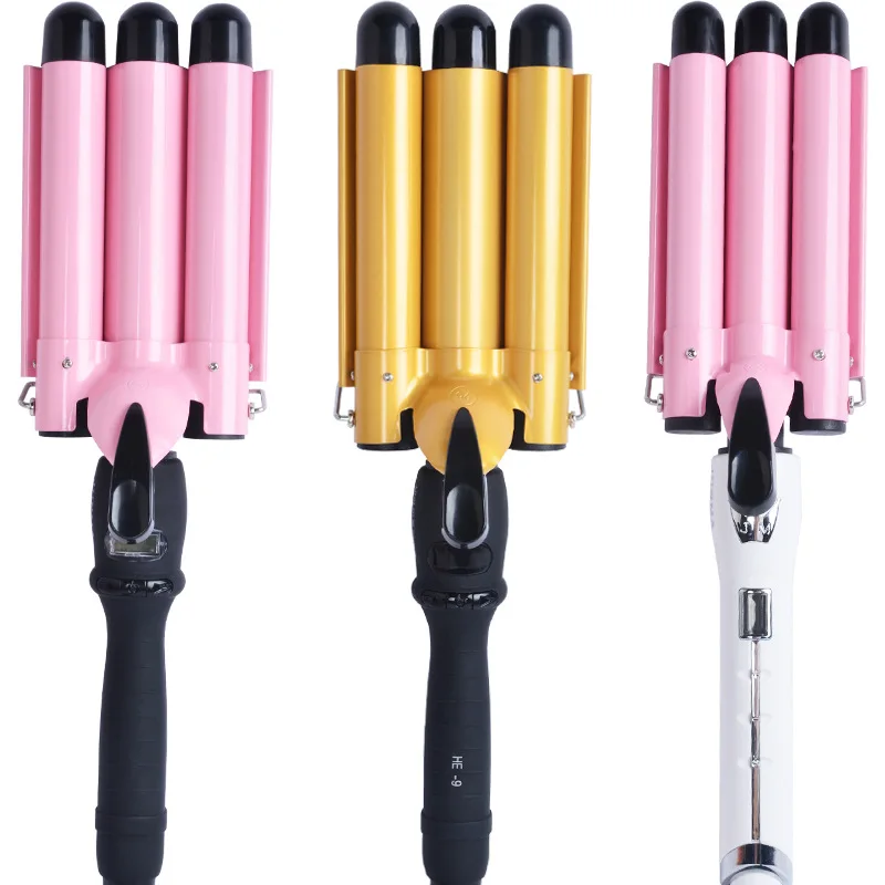 

curling iron Automatic curling stick for fashion women Three sticks egg roll curler LCD temperature control egg roll bar water ripple ceramic three tube curling rod Quick roll hair sh110082