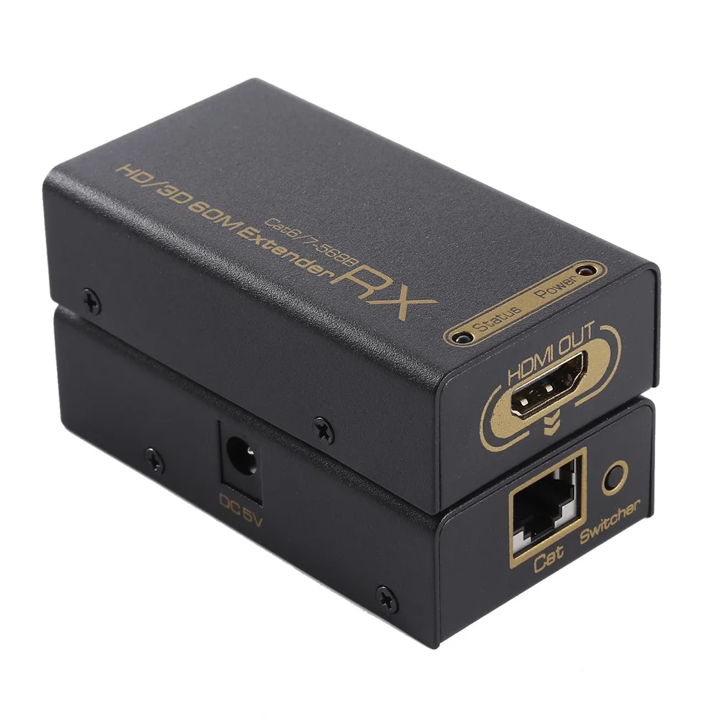 

HD 1080P HDMI-CAT-HDMI Extender Transmitter TX/RX with Power Adapter Support HDMI 3D for TV Projector DVD Multimedia