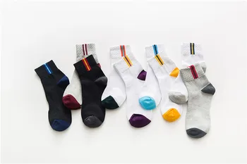 

New Arrival Men's Crew Socks Harajuku Style Short Socks Colorful Stripes Bid Cotton Socks Mid Tube Socks Colleage Style Sports S