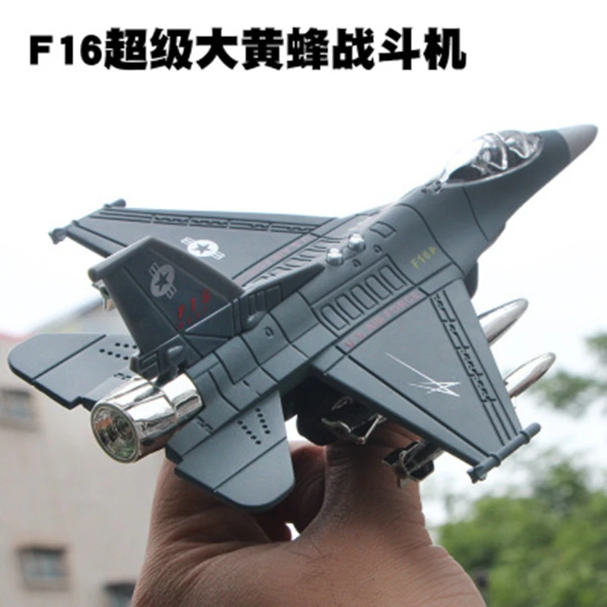 Американский F16 ОСА сплав Истребитель модель обратно в светильник моделирование звуковые эффекты украшение для выпечки Детские игрушки Детские День рождения
