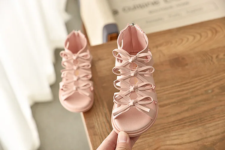 bata children's sandals Summer Girls Sandals Flowers Bow Tie Sweet Soft Casual Beach Shoes Kids Children Princess Sandal Fashion Gladiator Shoe leather girl in boots