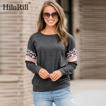 

Blusas Femininas 2020 Fashion Women Blouses Leopard Print Long Sleeve Blouse Shirt Casual O-Neck Loose Tops Tees Plus Size XL