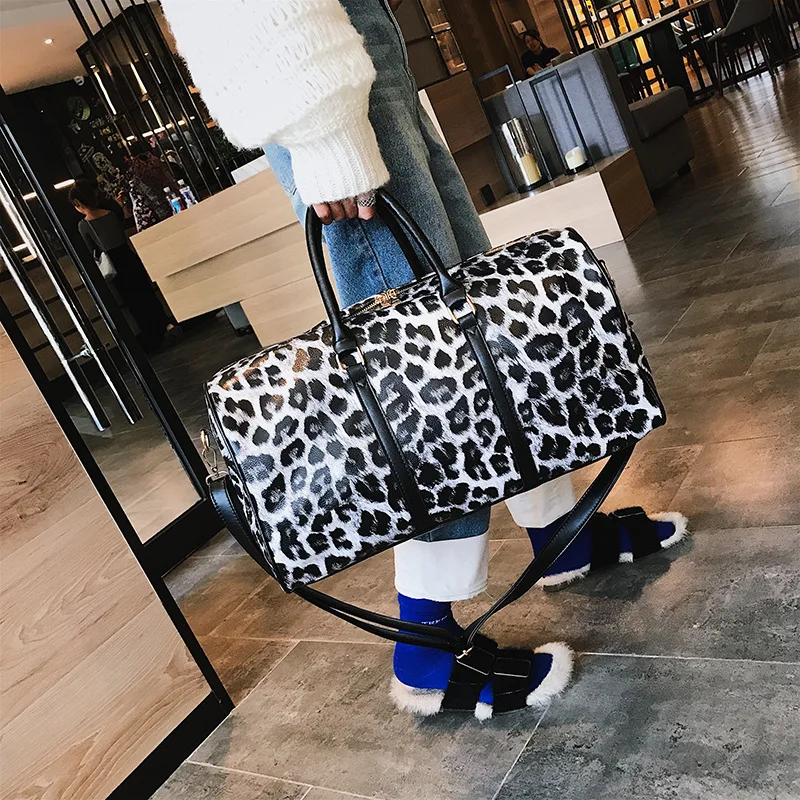 Nueva Bolsa De Deporte De Leopardo De PU, Bolsa De Viaje Para Mujer, Bolsa De Gimnasio Impermeable, Bolsa De Yoga, сумка