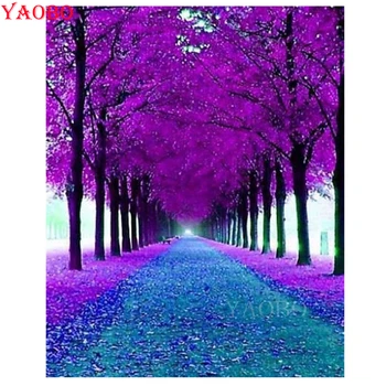 

DIY Diamond Painting Purple forest landscape Full Square Diamond Embroidery Picture Of Rhinestones Diamond Mosaic Full Display