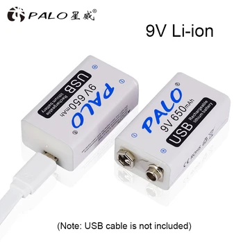 

PALO 9V 650mAh lithium li-po li-ion rechargeable battery charge with micro usb cable for microphone toy Remote Controler KTV