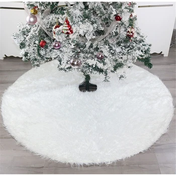 

White Plush Christmas Tree Skirts Fur Carpet Merry Christmas Decoration for Home Natal Natal Tree Skirts New Year Decoration 5