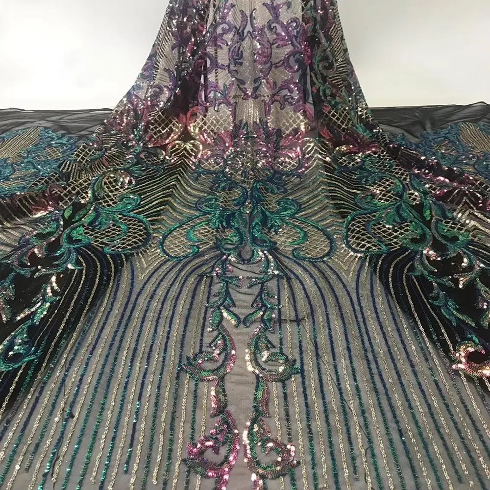

New arrival sequence african lace fabric embroidery french tulle net lace fabrics high quality nigerian lace fabric for aso ebi