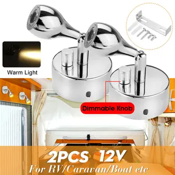 

2x Led 12V Reading light Adjust Spot Light Lamp Caravan Boat 3000K Aluminum