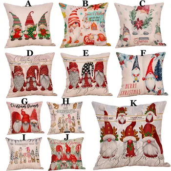

1xChristmas Cotton pillowcase Christmas Cute Carton Print Ornaments Pillow cover Different patterns Home decorations