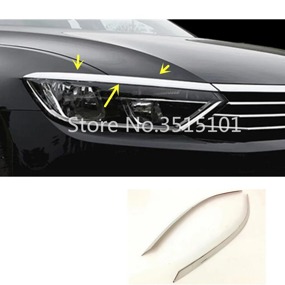 Car Front Head Light Lamp Eyebrow Frame Stick Trim 2pcs For VW Volkswagen Passat B8 Sedan Variant Alltrack 2017 2018 2019 2020 | Автомобили
