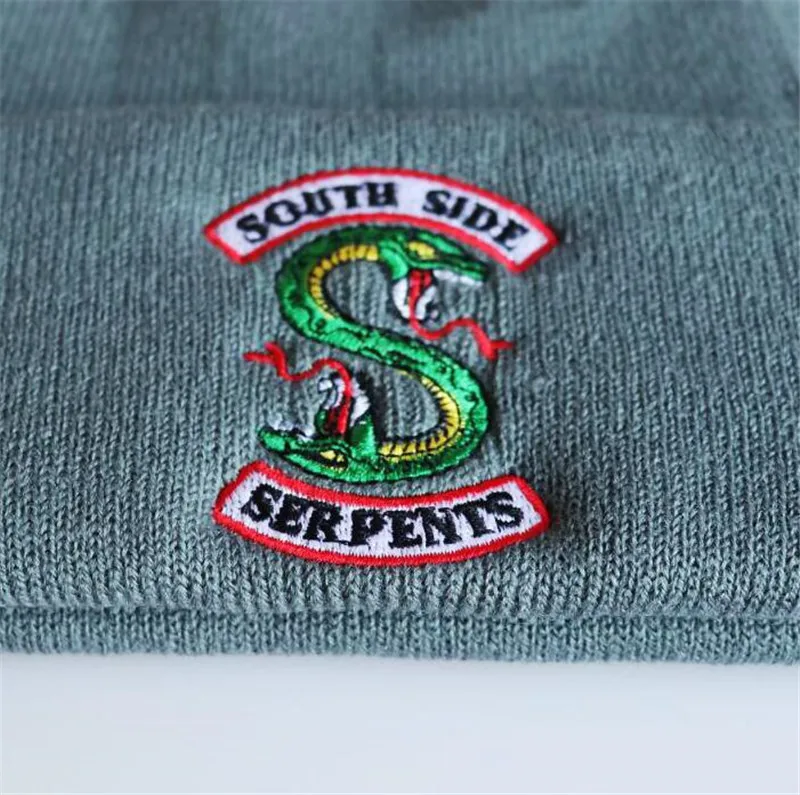 Взрослый ривердейл "South Side serpents" шляпы для косплея шапочка Кепки зимняя вязаная вышивка шляпа необычный подарок