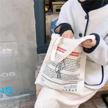 

Large Letters Printing Canvas Shoulder Bag Zipper Casual Tote Shopping Handbag New