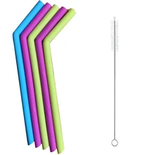 Многоразовые силиконовые соломинки FDA соломинки для питья цветные соломинки для питья с чистящими щетками комплект 6 упаковок пищевой