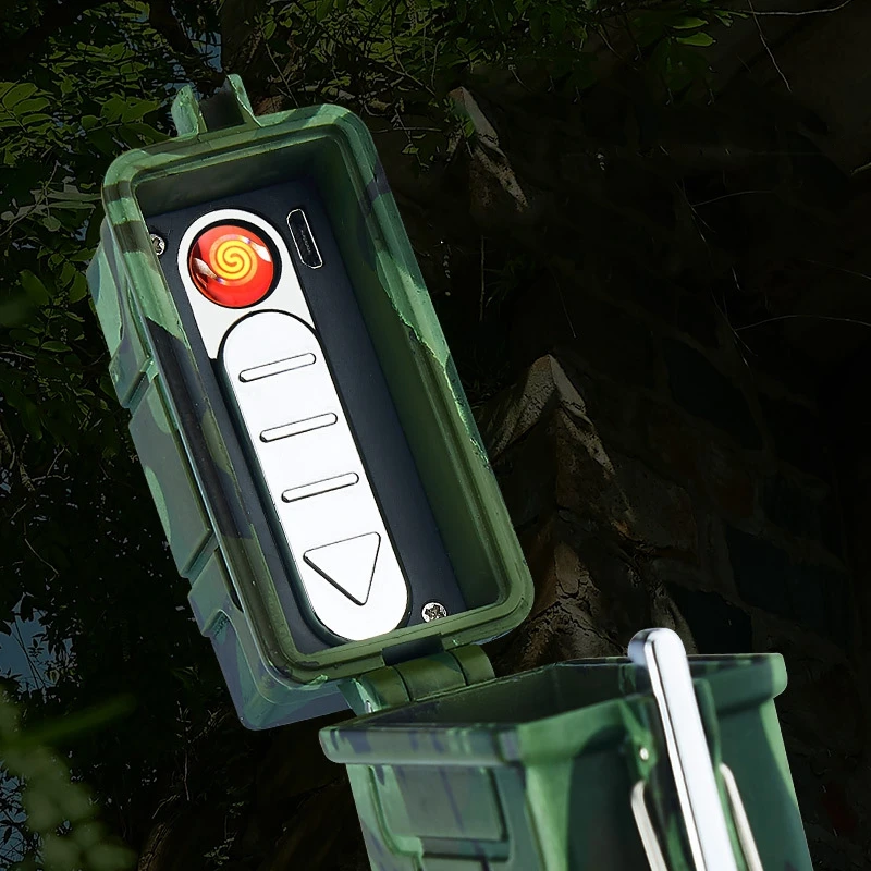 Waterproof USB Lighter New Cigarette Case Lighter Cigar Box Holder Windproof Gas Lighter Refillable Fire Butane Jet Hole