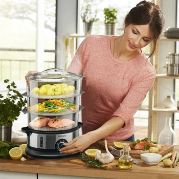 

Large Automatic Power-off Steamer Food Steamer 9LMulti-Function Household Electric Steamer Three Steam Cooker 220V