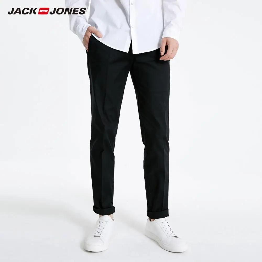 JackJones мужские Стрейчевые брюки, облегающие, деловые, повседневные, мужская одежда 219114548 - Цвет: BLACK