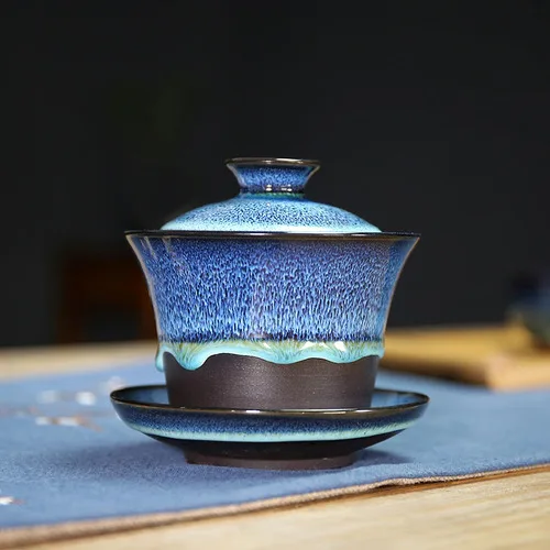 Gaiwan керамическая чайная соусница для тарелки набор крышек фиолетовая глиняная посуда для чая Посуда для напитков мастер чайная чашка винтажная чашка ручной работы чаши ремесла