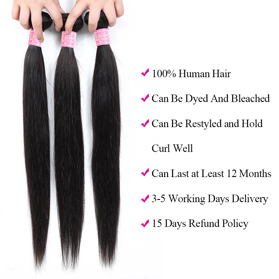 Queen Love Hair Brazilian Hair Weave Bundles Straight Hair Bundles 4 Pcs/Lot Remy Human Hair Bundle