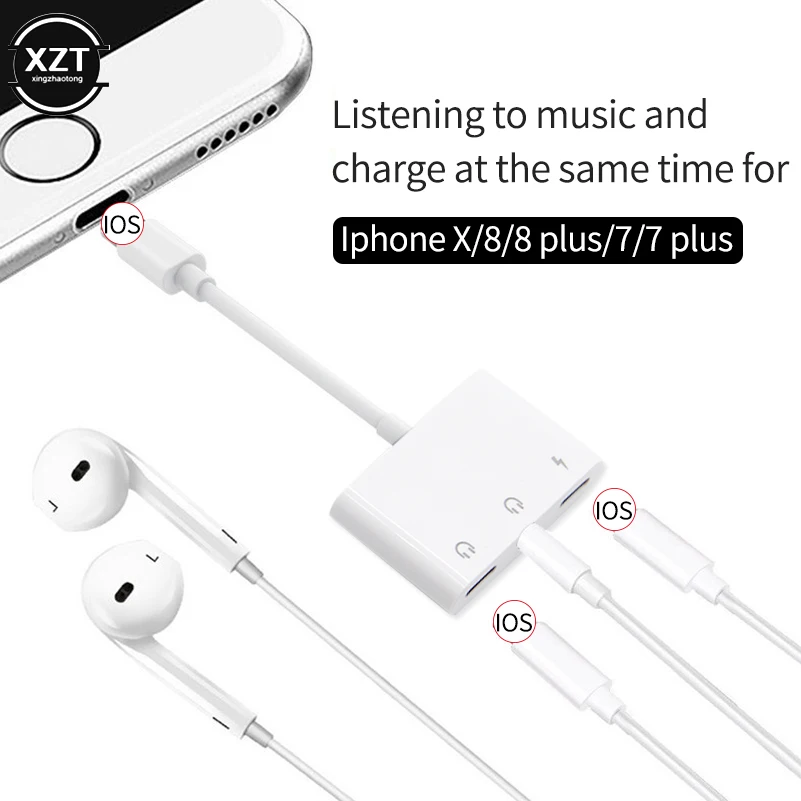 3 в 1 для lightning до 3,5 мм адаптер для iPhone 7 8 Plus X XS XR наушники зарядка аудио Музыка Зарядка адаптер вызова кабель