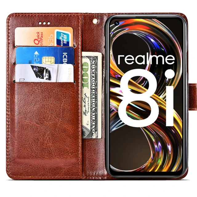 Vintage Wallet Case per Realme 8i 8s 8 Pro Etui Leather Flip Cover on Realmi Rea