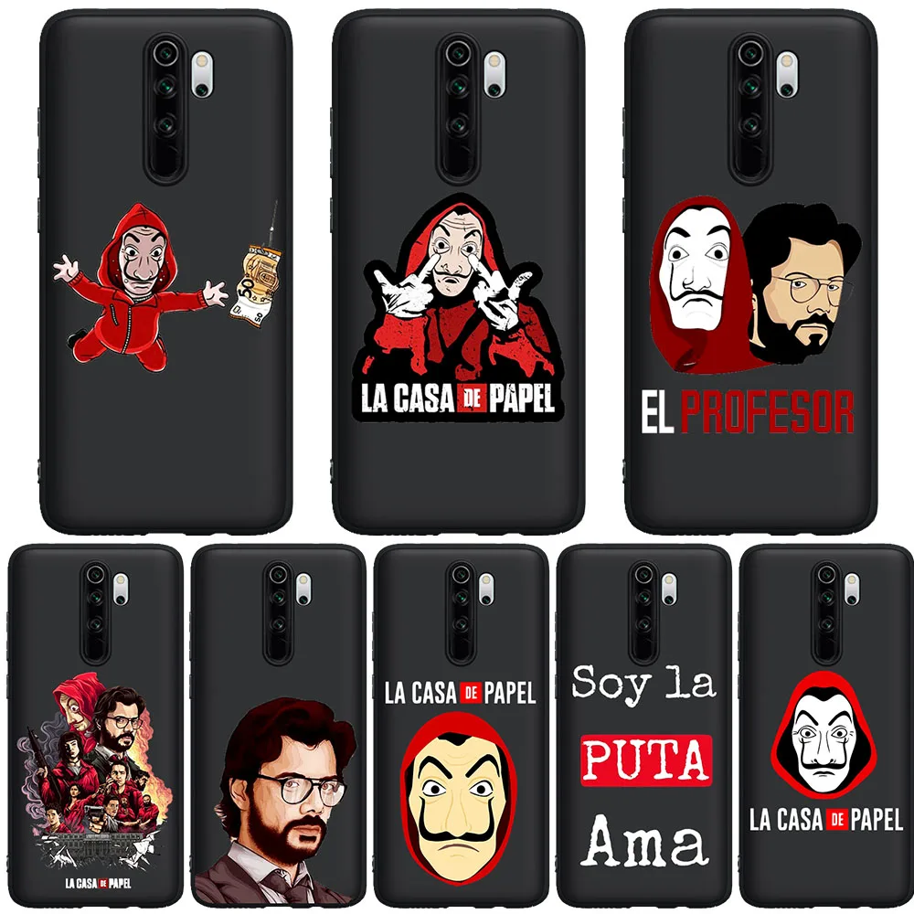 

For Xiaomi Redmi Note 5 6 7 8 Pro K20 K30 mi 9T Pro La Casa De Papel Money Heist Phone Case Fashion Black Soft Back Cover