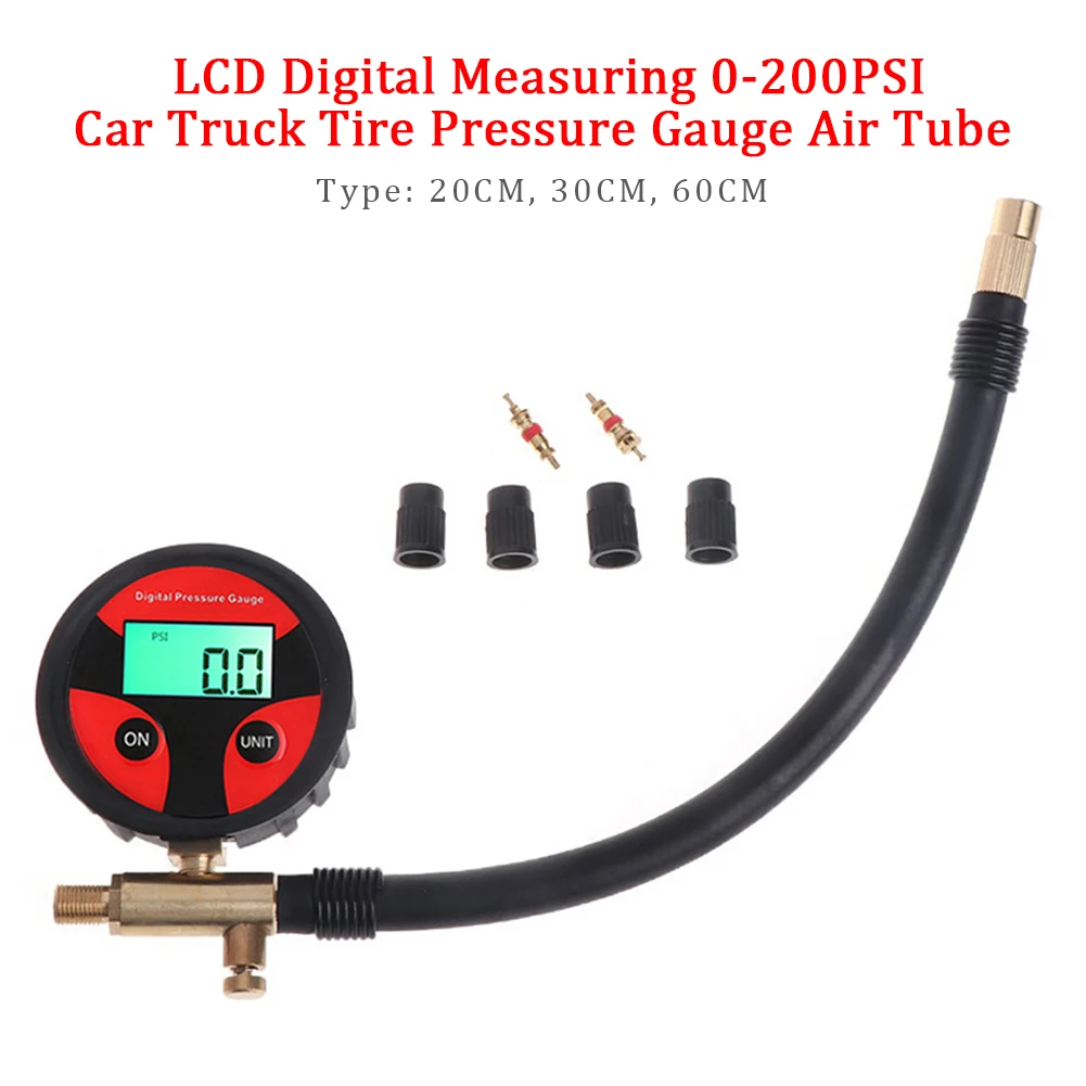 Мотоцикл точный измерительный портативный автомобиль грузовик ЖК-цифровой измеритель давления в шинах тестер Воздушная трубка 0-200PSI манометр прочный