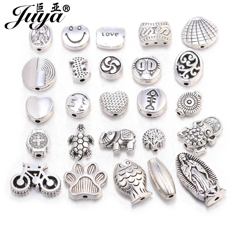 

20PCS Fish Heart Crown Cross Beads Animal Trinket Spacers Charms For DIY Bracelets Necklaces Jewelry Making Accessories Supplies