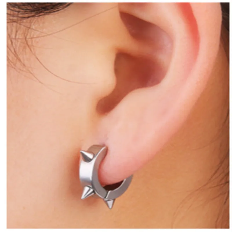 

1Pcs Six Spines Earrings Men Punk Earings Fashion Jewelry Hoop Earless Hole Titanium Steel Hombre Prevent Allergy