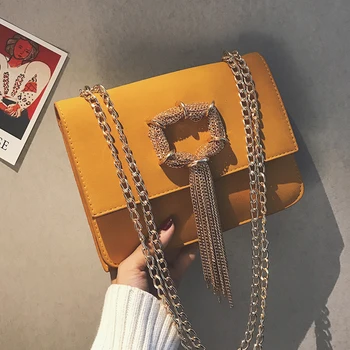 

Women's Designer Handbag 2018 Retro Fashion Quality Matte Leather Women bag Tassel Chain Shoulder Messenger Bag Crossbody bags