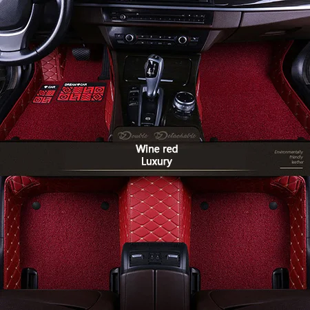 Кожаные пользовательские автомобильные коврики для Лада Нива BA3 2121 4x4 3D Custom fit автомобильный Стайлинг все погодные коврики с облицовочными вставками коврики для ног - Название цвета: Wine red  Luxury