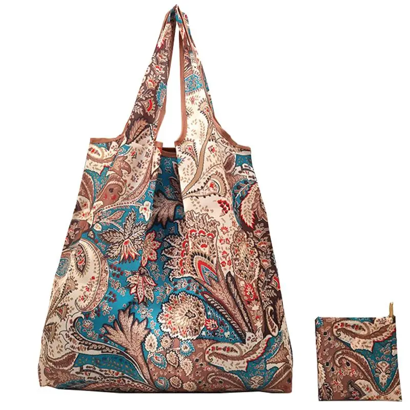 Tote-Bag Bolsa Handle Grocery Foldable Nylon Thick Food with Big-Size