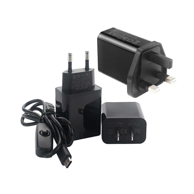 Universal 5V 3A USB-C Power Adapter with On/Off Switch