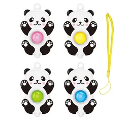 LLavero de plástico con forma de oso Panda para niños, juguete de descompresión con forma de hoyuelos, bola suave, para aliviar el estrés