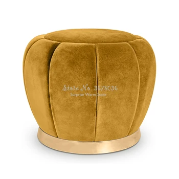 

Fannel Sofa Ottoman Fashion Makeup Round Stool Creativity Change Shoe Stool Home Small Chair Make Up Stool Modern 38x40cm