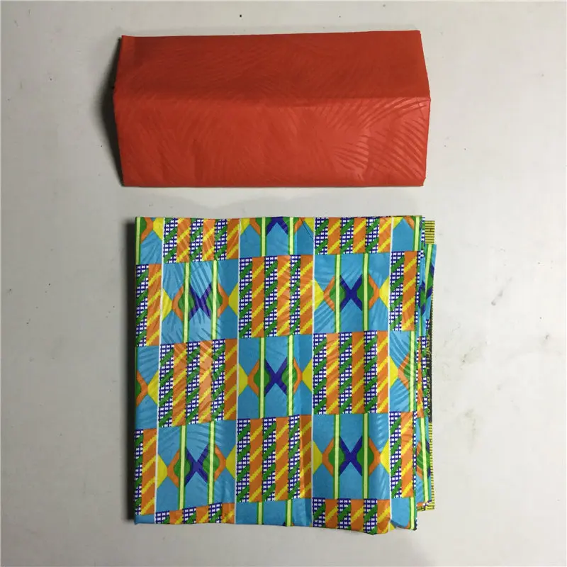 Yellow african kente prints wax fabric polyester sewing fabric wax style design african prints polyester 4 yards AW30 - Цвет: 10