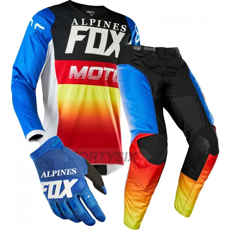 ALPINES FOX внедорожные велосипедные комплекты DH ATV MTB горные Dirt Bike Костюм для мотокросса мотоцикл велосипед Джерси брюки наборы перчаток