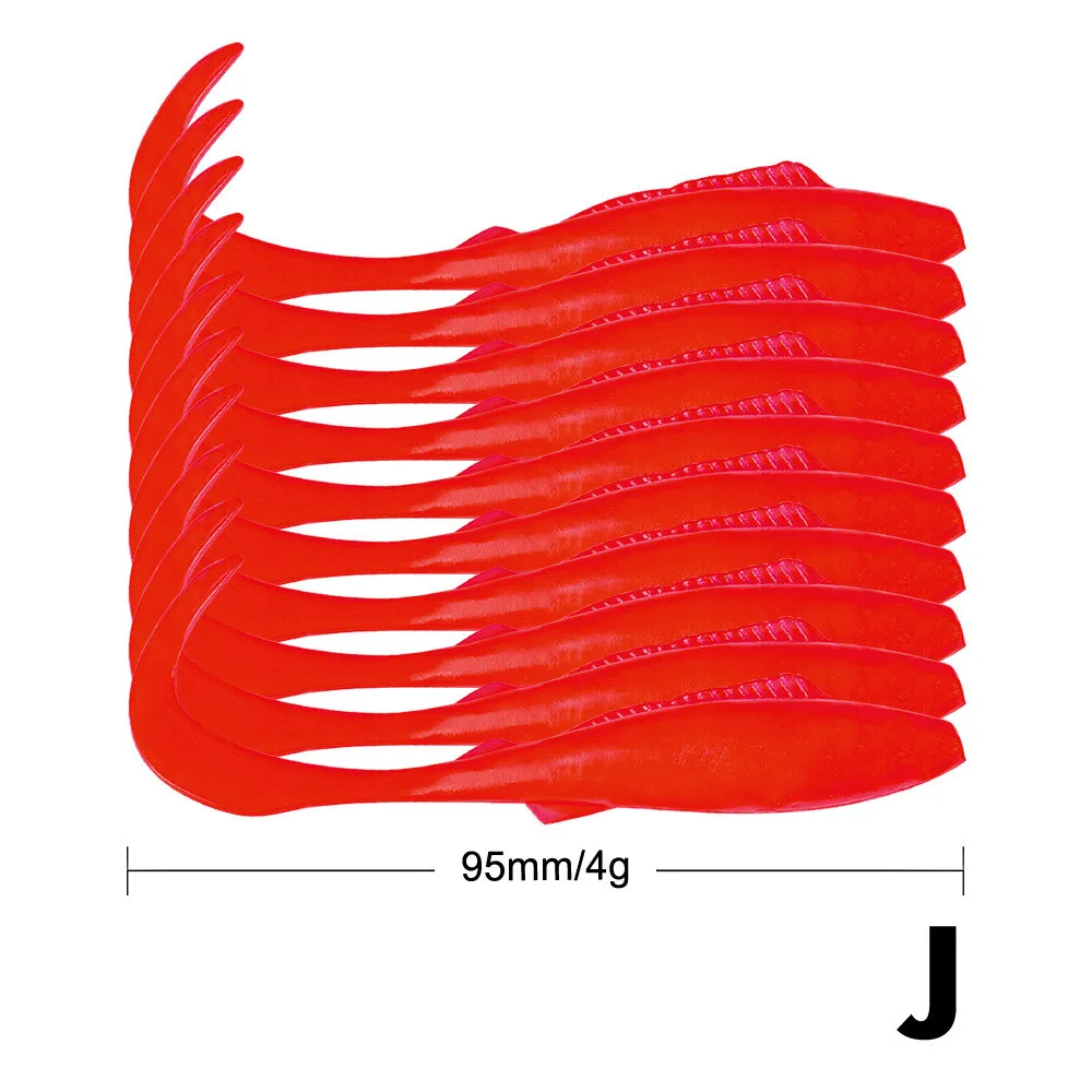 10 шт./лот 4 г/9,5 см Shad мягкая искусственная приманка рыболовная силиконовая форель воблер Мягкая приманка Shad Карп Рыболовная Приманка рукоятка джига крючок под червя - Цвет: colorJ
