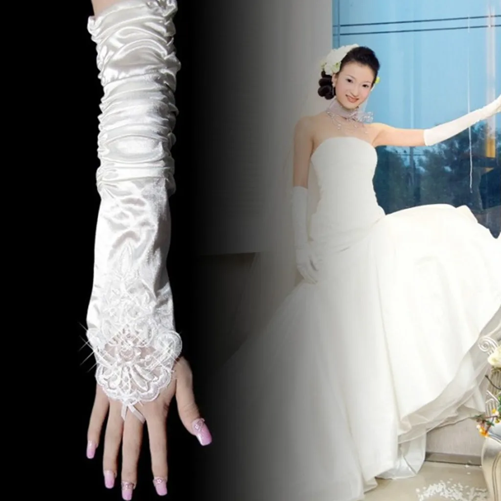 Женские длинные перчатки без пальцев вечерние атласные свадебные платья для выпускного вечера