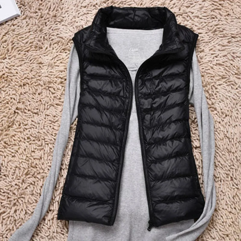 Ultra Thin Down Jacket Light Warm Waistcoat Female Sleeveless Cropped Puffer Jacket Vest Lining Woman Winter Coat Spring 2022 - 5