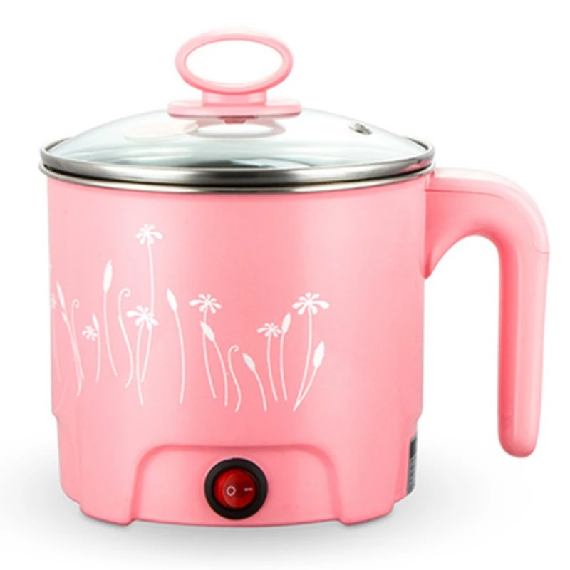 

Multifunction 1.8L Electric Skillet Stainless Steel Hot Pot Noodles Rice Cooker Steamed Egg Soup Pot Mini Heating Pan Eu Plug