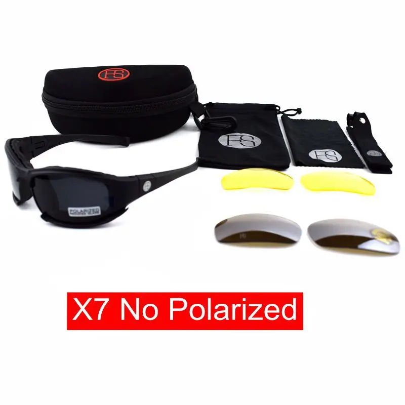X7 No Polarized Тактические очки X7 поляризационные солнцезащитные очки страйкбол Пейнтбол Пешие прогулки военные очки охотничьи очки с 4 линзами - Цвет: X7 No Polarized