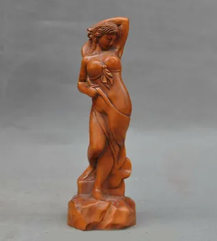 

wedding decoration 8"old chinese folk Boxwood wood Sexy beauty Beautiful women palace girl statue A