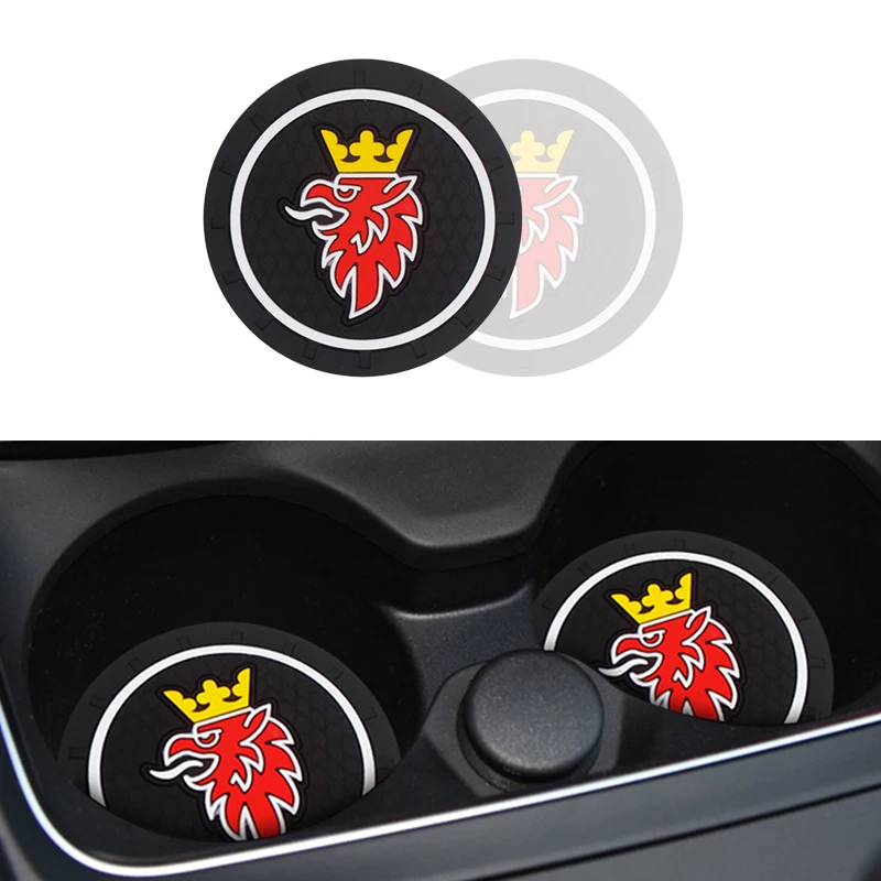 

2pcs 72 mm/2.83 inch Car Coaster Water Cup Slot Non-Slip Mat Pad For SAAB 9-3 93 9-5 9 3 9000 9 5 SAAB car Styling Accessories