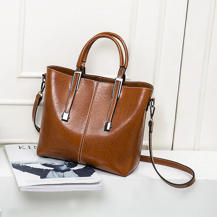 

New Style Versitile Fashion Shoulder Handbag Oil Wax Cowhide Toth WOMEN'S Bag