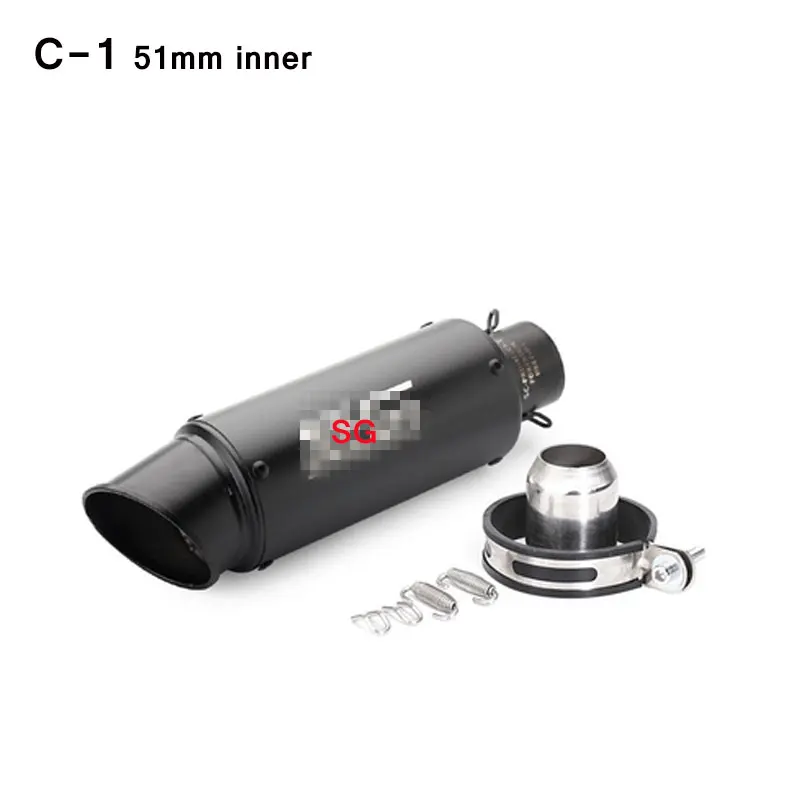 Универсальный 51 мм/60 мм мотоциклетные выхлопные Akrapovic SC/SG Escapamento Escape Moto глушитель для мотокросса труба для cb650f crf 230 xmax300 - Цвет: C-1