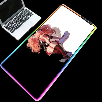 

RGB LED Mouse Pad Backlit Cartoon Anime Girl Desktop Laptop Keyboard Mice Pad Support 3 Led Model Waterproof Durable Desk Mat